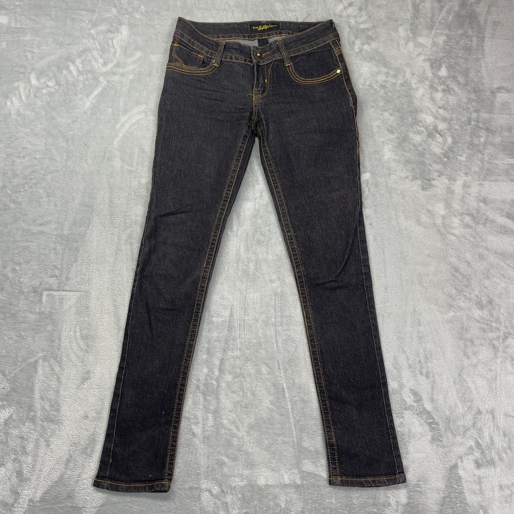 Southpole Skinny Jeans Women 5 (29x31) Black Contrast Stitching‎ Streetwear Y2k